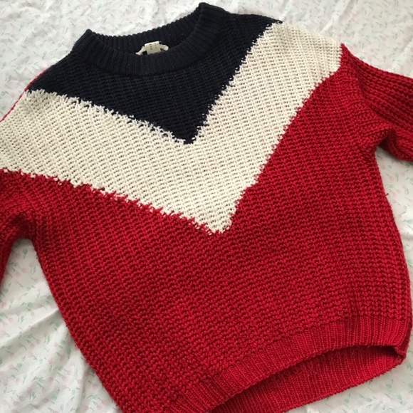 Urban Heritage Cable Knit Pullover Sweater Top S Dark Navy Blue Red White - Picture 10 of 10